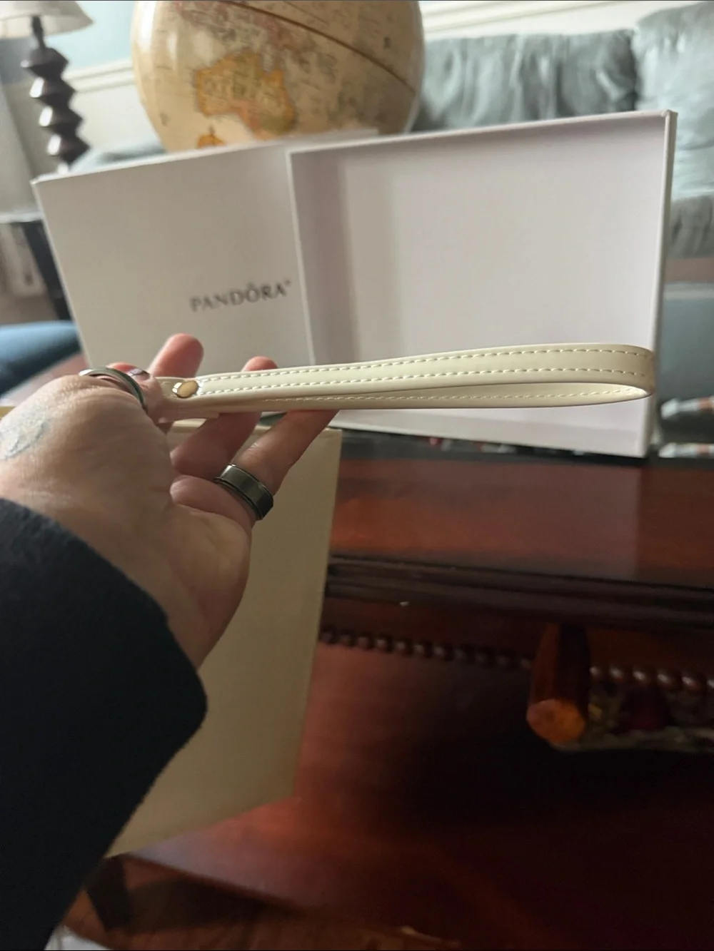 Pandora Cream Patent Envelope Wristlet Clutch